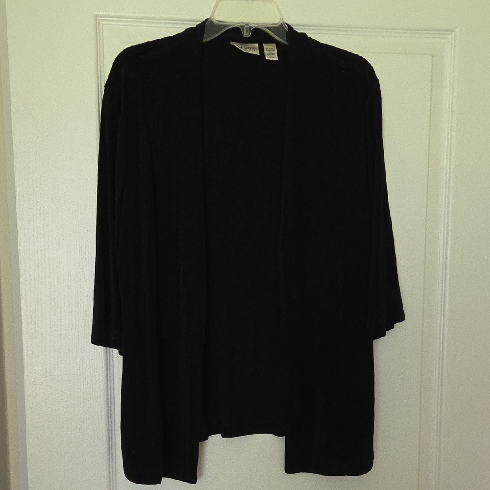 Chico's Travelers Black Open Front Cardigan